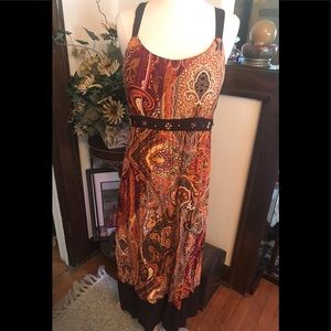 Beautiful Brown & Warm Tones Paisley Print Dress